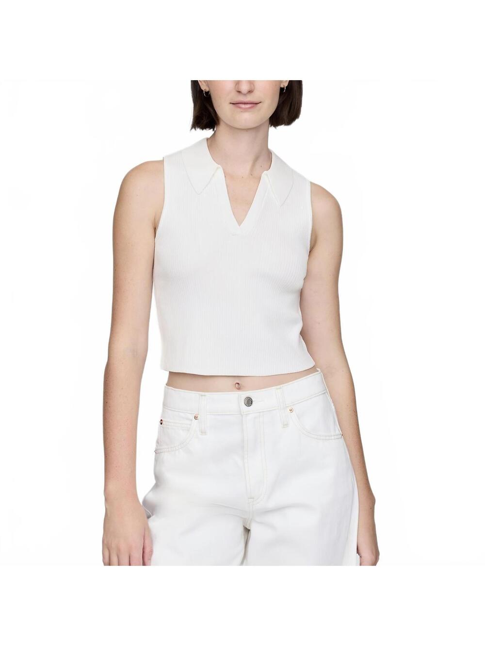 Gap Rib Sweater Crop Tank Top NWT New Off White XXL